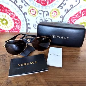 Versace Sunglasses Black Gold Trim